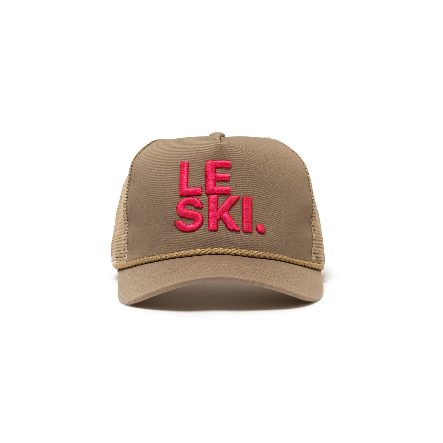 Le Ski Hat Canvas Round Brim Snapback ( Tan / LRG Neon Pink Logo)