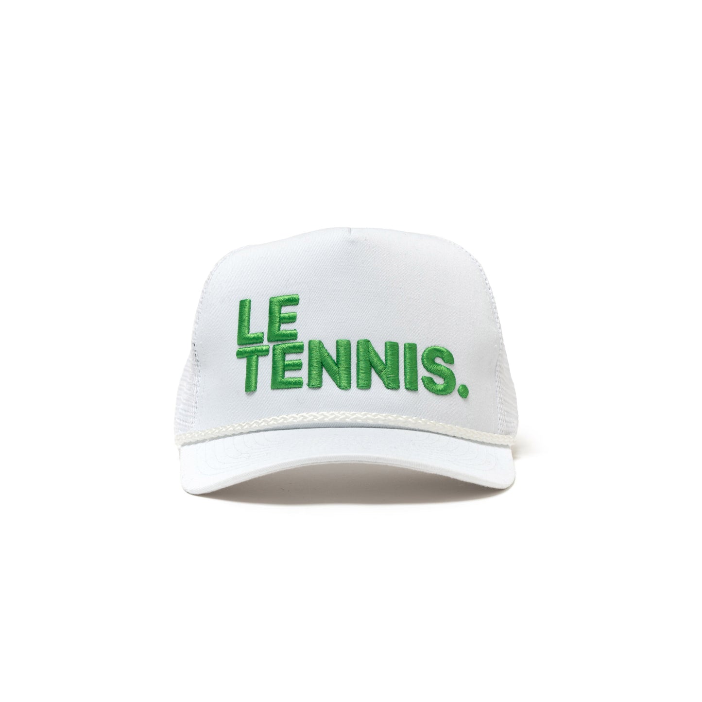 Le Tennis Hat Canvas Round Brim Snapback ( White / LRG Kelly Green Logo)