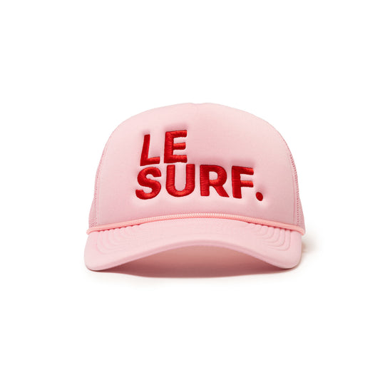 Le Surf Hat Foam Round Brim Snapback ( Pink / LRG Red Logo)
