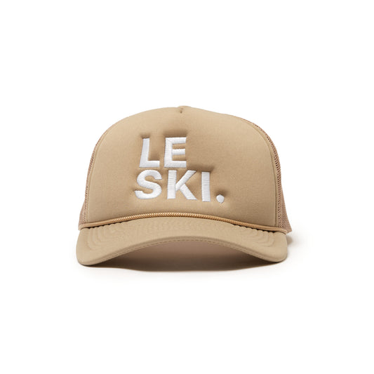 Le Ski Hat Foam Round Brim Snapback ( Tan / LRG White Logo)