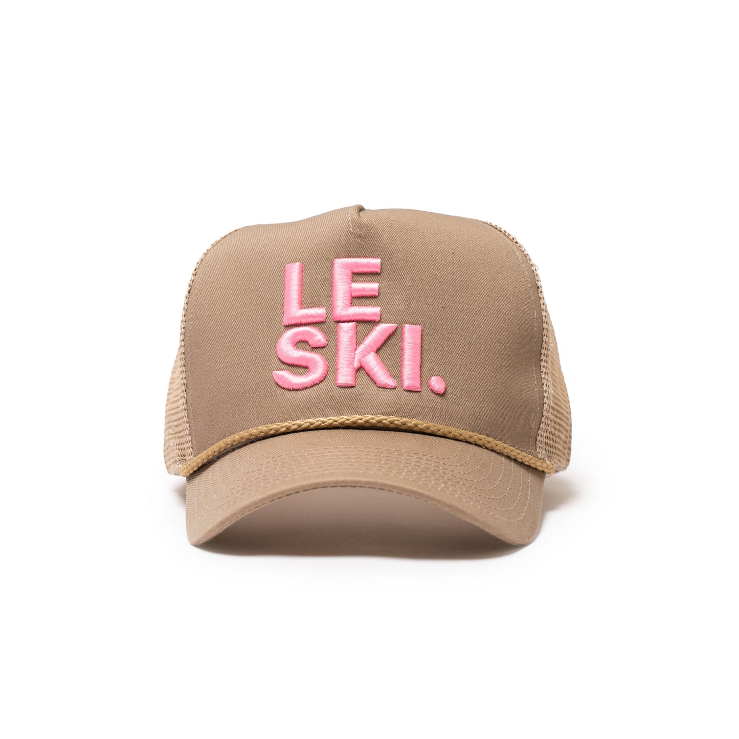 Le Ski Hat Canvas Round Brim Snapback ( Tan / LRG Pink Logo)