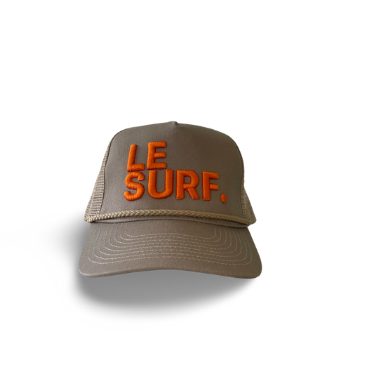 Le Surf Hat Canvas Round Brim Snapback ( Tan / LRG Orange Logo)