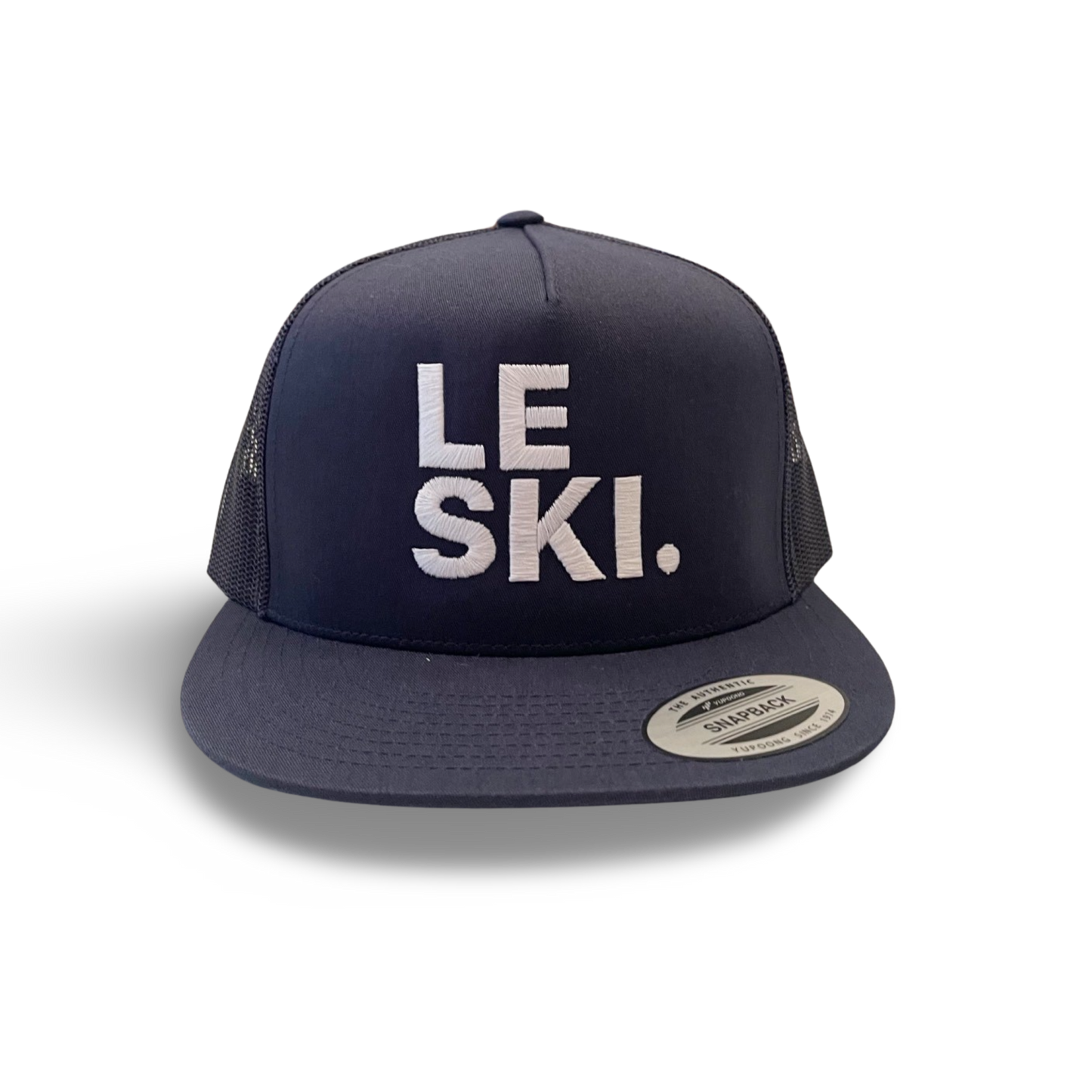 Le Ski Hat Canvas Flat Brim Snapback ( Navy Blue / LRG White Logo)