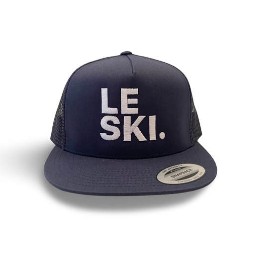 Le Ski Hat Canvas Flat Brim Snapback ( Navy Blue / LRG White Logo)