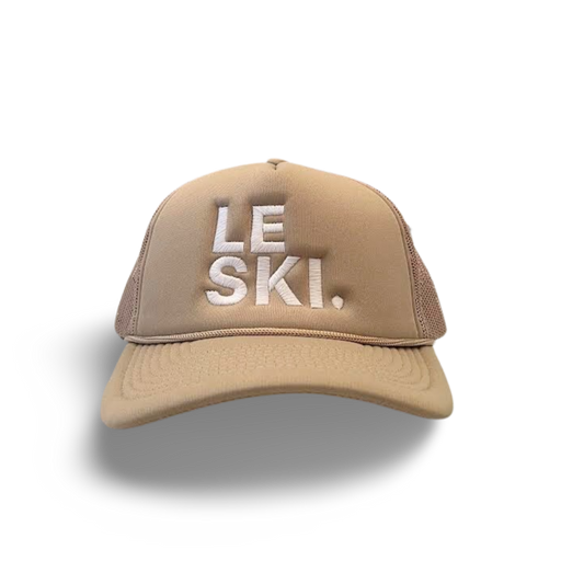 Le Ski Hat Foam Round Brim Snapback ( Tan / LRG White Logo)