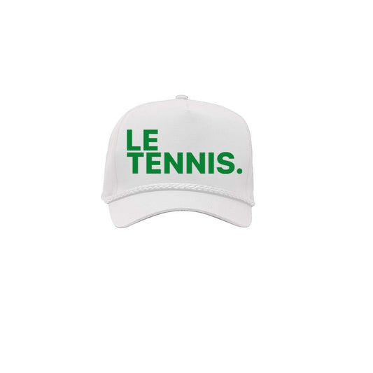 Le Tennis Hat Canvas Round Brim Snapback ( White / LRG Kelly Green Logo)