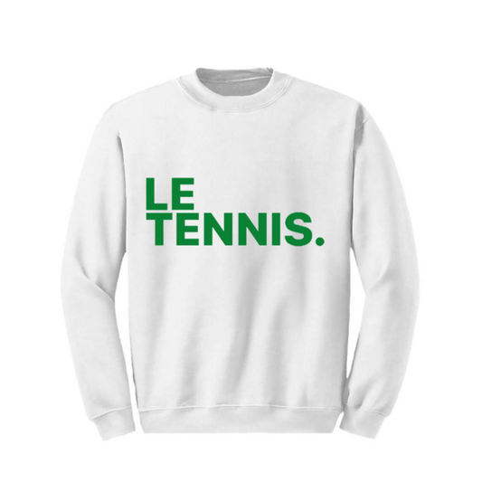Le Tennis Sweatshirt ( White / LRG Kelly Green Logo)